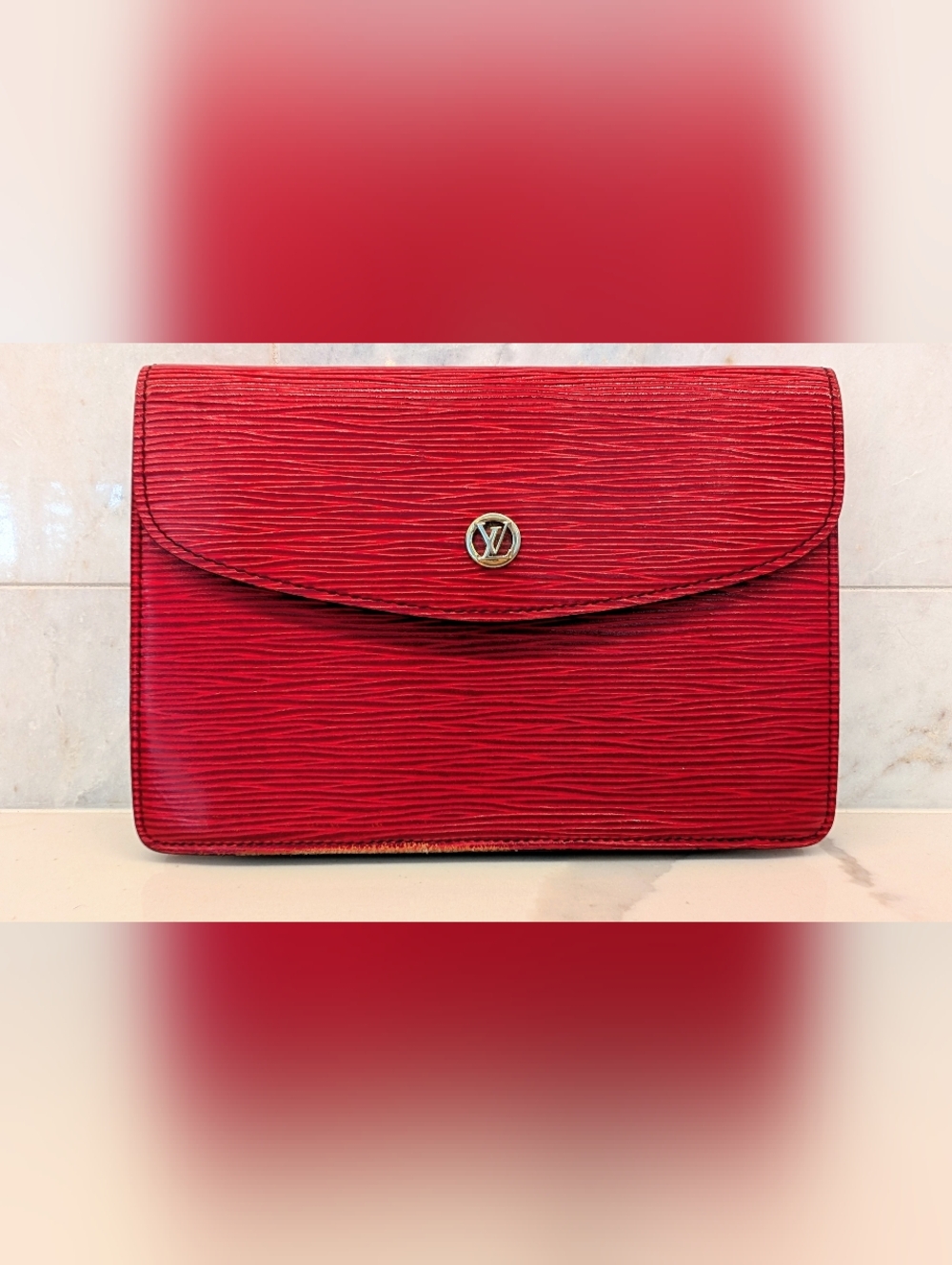 Louis Vuitton Red Epi Leather Envelope Clutch